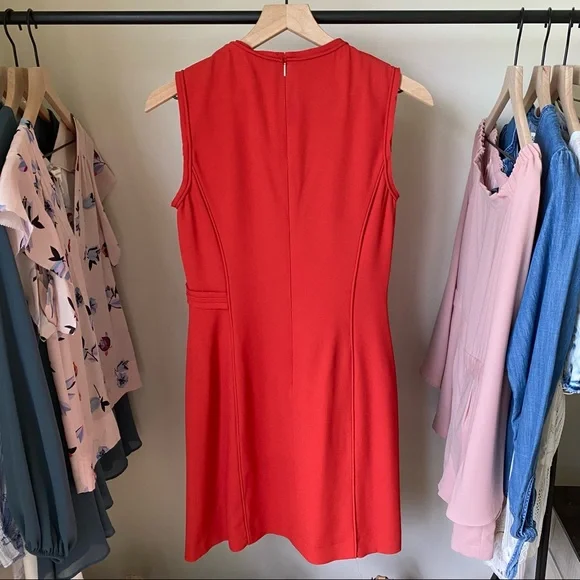Hugo Boss Red Sheath Mini Dress Crew Neck Sleeveless - Picture 5 of 7